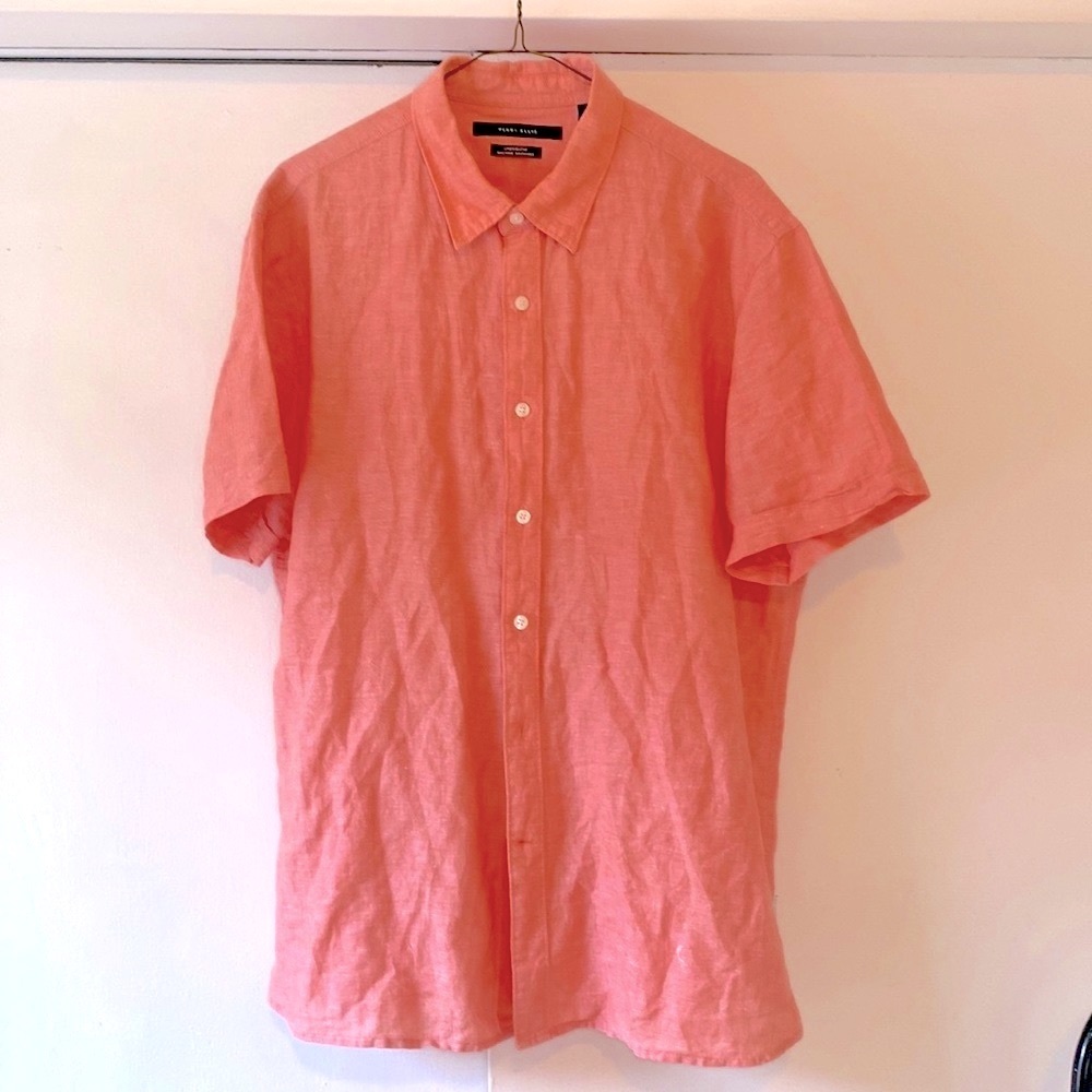 MEN’s LINEN blend short sleeve shirt, Sz L by Perry Ellis